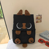 Darrahopens Baby & Kids > Baby & Kids Others > Kid's Backpacks Black Lightweight Nylon Waterproof Schoolbag for Children - Large Capacity Daypack with Ugly-Cute Cat Design