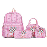 Darrahopens Baby & Kids > Baby & Kids Others > Kid's Backpacks Light pink KT 4-Piece Large Capacity School Backpack Set for Primary Students Years 3-6 Durable Nylon Lightweight Rucksack with Handbag for Daily Australian School Life