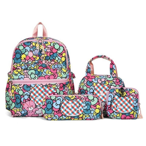 Darrahopens Baby & Kids > Baby & Kids Others > Kid's Backpacks Pattern KT 4-Piece Large Capacity School Backpack Set for Primary Students Years 3-6 Durable Nylon Lightweight Rucksack with Handbag for Daily Australian School Life