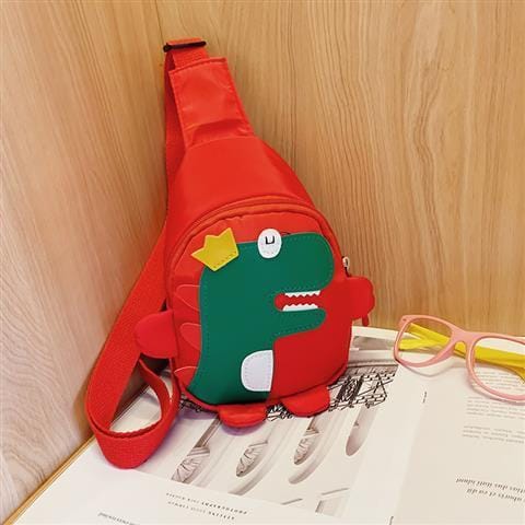 Darrahopens Baby & Kids > Baby & Kids Others > Kid's Backpacks Red Kids Cartoon Dinosaur Chest Bag Cute Lightweight Nylon Crossbody Shoulder Pack for Toddlers Outings and Travel New Arrival Gift