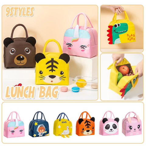 Darrahopens Baby & Kids > Baby & Kids Others > Kid's Lunch Boxes & Bags 3D Bento Lunch Bag Cartoon Handbag Insulated Food Box Bag for Students LunchTote - Orange Tiger
