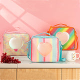 Darrahopens Baby & Kids > Baby & Kids Others > Kid's Lunch Boxes & Bags Blue Sparkling Rainbow Heart Insulated Lunch Bag for Kids - Portable School Lunch Box with Shoulder Strap