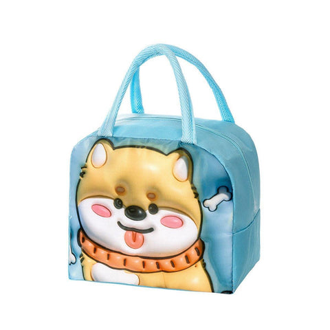 Darrahopens Baby & Kids > Baby & Kids Others > Kid's Lunch Boxes & Bags Cute 3D Cartoon Insulated Lunch Bag Oxford Fabric Bento Tote for School Use - Blue Puppy