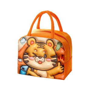 Darrahopens Baby & Kids > Baby & Kids Others > Kid's Lunch Boxes & Bags Cute 3D Cartoon Insulated Lunch Bag Oxford Fabric Bento Tote for School Use - Orange Tiger