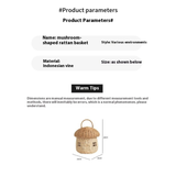 Darrahopens Baby & Kids > Baby & Kids Others > Kid's Lunch Boxes & Bags Rattan Storage Basket Mushroom Shaped Woven Basket with Lid, Decorative Woven Handle Basket Fruit Basket In Australia - Darrahopens