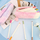 Darrahopens Baby & Kids > Baby & Kids Others > Pen & Pencil Cases Pencil Cases - 3-Piece - Storage Bags - Fluffy Fleece Pencil Cases - Rainbow Gradient Design - Suitable for girls aged 3 to 12 - Ideal gift for birthdays, graduations and Christmas