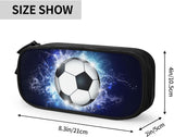 Darrahopens Baby & Kids > Baby & Kids Others > Pen & Pencil Cases Soccer Blue Sports Pencil Case with Zippers Spacious and Durable Soccer Motif