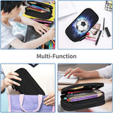 Darrahopens Baby & Kids > Baby & Kids Others > Pen & Pencil Cases Soccer Blue Sports Pencil Case with Zippers Spacious and Durable Soccer Motif