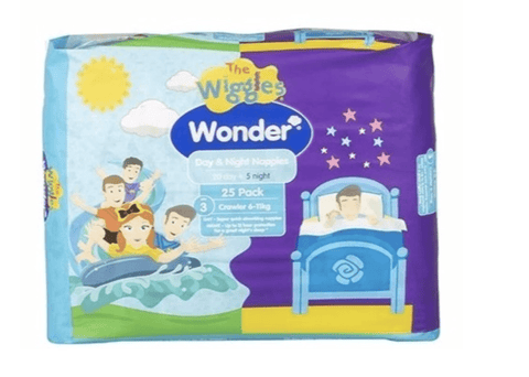 Darrahopens Baby & Kids > Baby & Kids Others Wonder Pk25 the Wiggles Day & Night Nappies Diapers Crawler 6 - 11 Kg Size 3