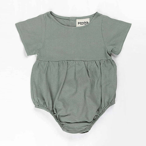 Darrahopens Baby & Kids > Boys Clothing Ponchik Babies + Kids - Linen Romper - Artichoke Green - Size 2y Only