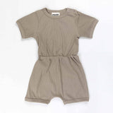 Darrahopens Baby & Kids > Boys Clothing Ponchik Babies + Kids - Ribbed Cotton Romper - Artichoke Green
