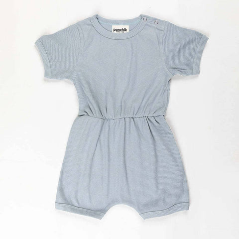 Darrahopens Baby & Kids > Boys Clothing Ponchik Babies + Kids - Ribbed Cotton Romper - Capri Blue - 3-6 months