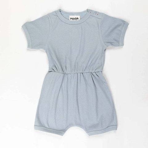 Darrahopens Baby & Kids > Boys Clothing Ponchik Babies + Kids - Ribbed Cotton Romper - Capri Blue