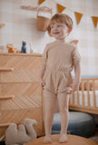 Darrahopens Baby & Kids > Boys Clothing Ponchik Babies + Kids - Ribbed Cotton Romper - Sugar Cookie - 0-3 months