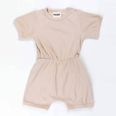 Darrahopens Baby & Kids > Boys Clothing Ponchik Babies + Kids - Ribbed Cotton Romper - Sugar Cookie - 12-18 months
