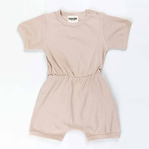 Darrahopens Baby & Kids > Boys Clothing Ponchik Babies + Kids - Ribbed Cotton Romper - Sugar Cookie