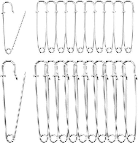 Darrahopens Baby & Kids > Gates & Playpens > Safety Gates & Safety Accessories 20 Safety Pins - Large Safety Pin Length - Heavy Safety Pins for Blankets, Kilts, Knitting, Crafts (63mm & 100mm)