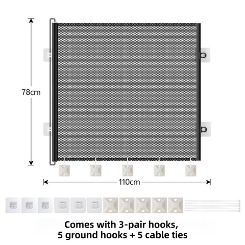 Darrahopens Baby & Kids > Gates & Playpens > Safety Gates & Safety Accessories 78X110CM Black Retractable Mesh Safety Gate for Pets & Babies - Scratch-Resistant Indoor/Outdoor Security Barrier, No-Drill Installation