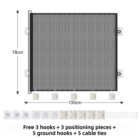 Darrahopens Baby & Kids > Gates & Playpens > Safety Gates & Safety Accessories 78X130CM Black Retractable Mesh Safety Gate for Pets & Babies - Scratch-Resistant Indoor/Outdoor Security Barrier, No-Drill Installation