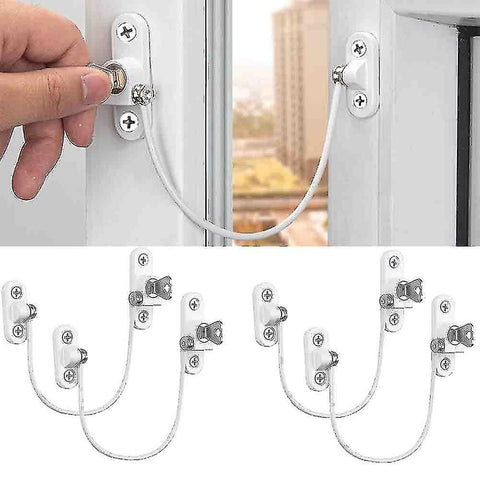 Darrahopens Baby & Kids > Gates & Playpens > Safety Gates & Safety Accessories Window Lock Childproof 4 pcs White Compatible with Various Brands