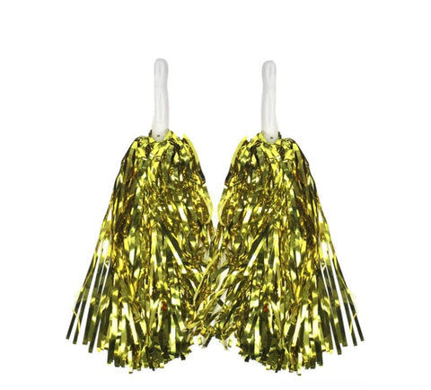 Darrahopens Baby & Kids > Girl's Clothing > Girl's Shirts & T-shirts 4 Sets/8pcs Metallic Team Girls' Cheerleading Dance Party Dress Pom Poms Pompoms - Gold