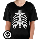 Darrahopens Baby & Kids > Girls Clothing Childrens Skeleton Top Scary Kids Dress Up Halloween Book Week Bones T Shirt - L (10-12 Years Old)