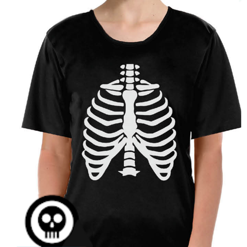 Darrahopens Baby & Kids > Girls Clothing Childrens Skeleton Top Scary Kids Dress Up Halloween Book Week Bones T Shirt - S (4-6 Years Old)