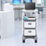 Darrahopens Baby & Kids > Kid's Furniture > Changing Tables VEVOR 3 Tiers Lab Carts, Lab Utility Cart with 2 Drawers & 1 Top Tray, Mobile Medical Cart with ABS Material, Lab Rolling Cart with 4 Silent Wheels for Lab, Clinic, Hospital, Salon, White