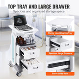 Darrahopens Baby & Kids > Kid's Furniture > Changing Tables VEVOR 3 Tiers Lab Carts, Lab Utility Cart with 2 Drawers & 1 Top Tray, Mobile Medical Cart with ABS Material, Lab Rolling Cart with 4 Silent Wheels for Lab, Clinic, Hospital, Salon, White
