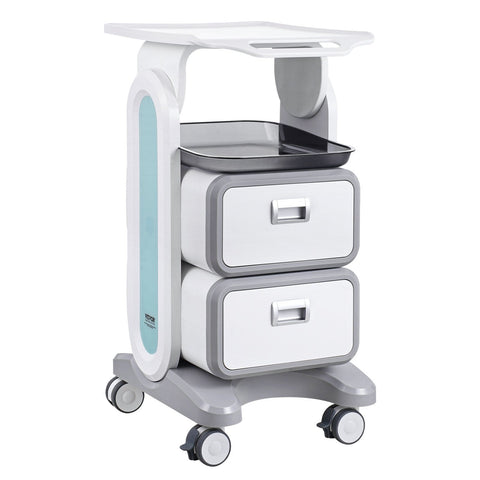 Darrahopens Baby & Kids > Kid's Furniture > Changing Tables VEVOR 3 Tiers Lab Carts, Lab Utility Cart with 2 Drawers & 1 Top Tray, Mobile Medical Cart with ABS Material, Lab Rolling Cart with 4 Silent Wheels for Lab, Clinic, Hospital, Salon, White
