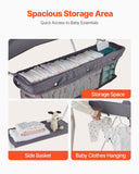 Darrahopens Baby & Kids > Kid's Furniture > Changing Tables VEVOR Baby Changing Table, Foldable Diaper Change Station with Side Basket, Adjustable Height Portable Changing Table with Lockable Wheels, Multi-Functional Storage Organizer Nursery, Dark Gray