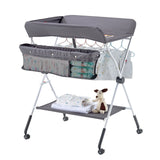 Darrahopens Baby & Kids > Kid's Furniture > Changing Tables VEVOR Baby Changing Table, Foldable Diaper Change Station with Side Basket, Adjustable Height Portable Changing Table with Lockable Wheels, Multi-Functional Storage Organizer Nursery, Dark Gray