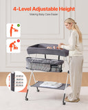 Darrahopens Baby & Kids > Kid's Furniture > Changing Tables VEVOR Baby Changing Table, Foldable Diaper Change Station with Side Basket, Adjustable Height Portable Changing Table with Lockable Wheels, Multi-Functional Storage Organizer Nursery, Dark Gray