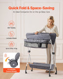 Darrahopens Baby & Kids > Kid's Furniture > Changing Tables VEVOR Baby Changing Table, Foldable Diaper Change Station with Side Basket, Adjustable Height Portable Changing Table with Lockable Wheels, Multi-Functional Storage Organizer Nursery, Dark Gray