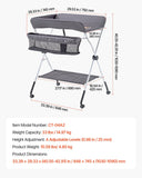 Darrahopens Baby & Kids > Kid's Furniture > Changing Tables VEVOR Baby Changing Table, Foldable Diaper Change Station with Side Basket, Adjustable Height Portable Changing Table with Lockable Wheels, Multi-Functional Storage Organizer Nursery, Dark Gray