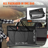 Darrahopens Baby & Kids > Kid's Furniture > Changing Tables VEVOR Camping Kitchen Table, Folding Outdoor Cooking Table with Storage Carrying Bag, Aluminum Cook Station 3 Cupboard & Detachable Windscreen, Quick Set-up for Picnics, BBQ, RV Traveling, Black