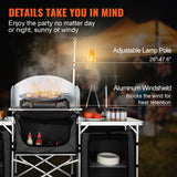 Darrahopens Baby & Kids > Kid's Furniture > Changing Tables VEVOR Camping Kitchen Table, Folding Outdoor Cooking Table with Storage Carrying Bag, Aluminum Cook Station 3 Cupboard & Detachable Windscreen, Quick Set-up for Picnics, BBQ, RV Traveling, Black