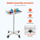 Darrahopens Baby & Kids > Kid's Furniture > Changing Tables VEVOR Mayo Stand, Stainless Steel Mayo Tray, Load Capacity up to 35 lbs, Adjustable Height 25.2"-39.8", Medical Tray on Wheels with Removable Tray for Spa, Salon, Clinic, Personal Care