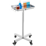Darrahopens Baby & Kids > Kid's Furniture > Changing Tables VEVOR Mayo Stand, Stainless Steel Mayo Tray, Load Capacity up to 35 lbs, Adjustable Height 25.2"-39.8", Medical Tray on Wheels with Removable Tray for Spa, Salon, Clinic, Personal Care