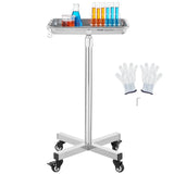 Darrahopens Baby & Kids > Kid's Furniture > Changing Tables VEVOR Mayo Stand, Stainless Steel Mayo Tray, Load Capacity up to 35 lbs, Adjustable Height 25.2"-39.8", Medical Tray on Wheels with Removable Tray for Spa, Salon, Clinic, Personal Care
