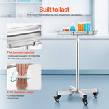 Darrahopens Baby & Kids > Kid's Furniture > Changing Tables VEVOR Mayo Stand, Stainless Steel Mayo Tray, Load Capacity up to 35 lbs, Adjustable Height 25.2"-39.8", Medical Tray on Wheels with Removable Tray for Spa, Salon, Clinic, Personal Care