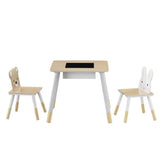 Darrahopens Baby & Kids > Kid's Furniture Keezi 3PCS Kids Table and Chairs Set Activity Desk Chalkboard Toy Hidden Storage