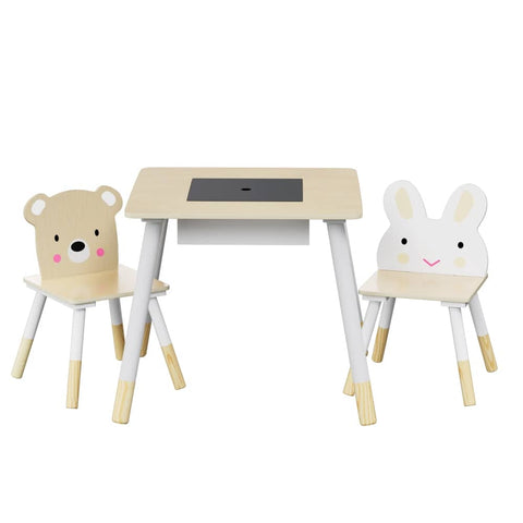 Darrahopens Baby & Kids > Kid's Furniture Keezi 3PCS Kids Table and Chairs Set Activity Desk Chalkboard Toy Hidden Storage
