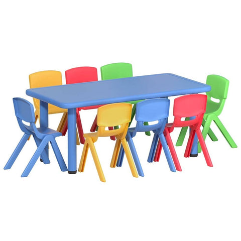 Darrahopens Baby & Kids > Kid's Furniture Keezi Kids Table and Chairs Study Desk Furniture 120CM Plastic Table 8 Chairs