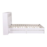 Darrahopens Baby & Kids > Kid's Furniture > Kid's Beds & Bed Frames Artiss Queen Bed Frame with Storage Bookcase Headboard, USB & Type-C Ports & Drawers White In Australia - Darrahopens