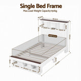 Darrahopens Baby & Kids > Kid's Furniture > Kid's Beds & Bed Frames Artiss Single Bed Frame with Storage Bookcase Headboard and Footboard, White In Australia - Darrahopens