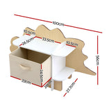 Darrahopens Baby & Kids > Kid's Furniture > Kid's Bookcases & Shelves Keezi Dinosaur Kids Bookshelf 2-Tier Children's Bookcase Wooden with with Fabric Drawer, Toddler Bookshelf Toy Storage Organizer for Preschool, Kids Room, Playroom, Nursery