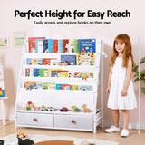 Darrahopens Baby & Kids > Kid's Furniture > Kid's Bookcases & Shelves Keezi Kids Bookshelf Metal Storage Rack Toy Organiser Display Shelf Drawer White