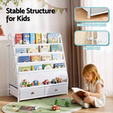 Darrahopens Baby & Kids > Kid's Furniture > Kid's Bookcases & Shelves Keezi Kids Bookshelf Metal Storage Rack Toy Organiser Display Shelf Drawer White