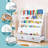 Darrahopens Baby & Kids > Kid's Furniture > Kid's Bookcases & Shelves Keezi Kids Bookshelf Metal Storage Rack Toy Organiser Display Shelf Drawer White
